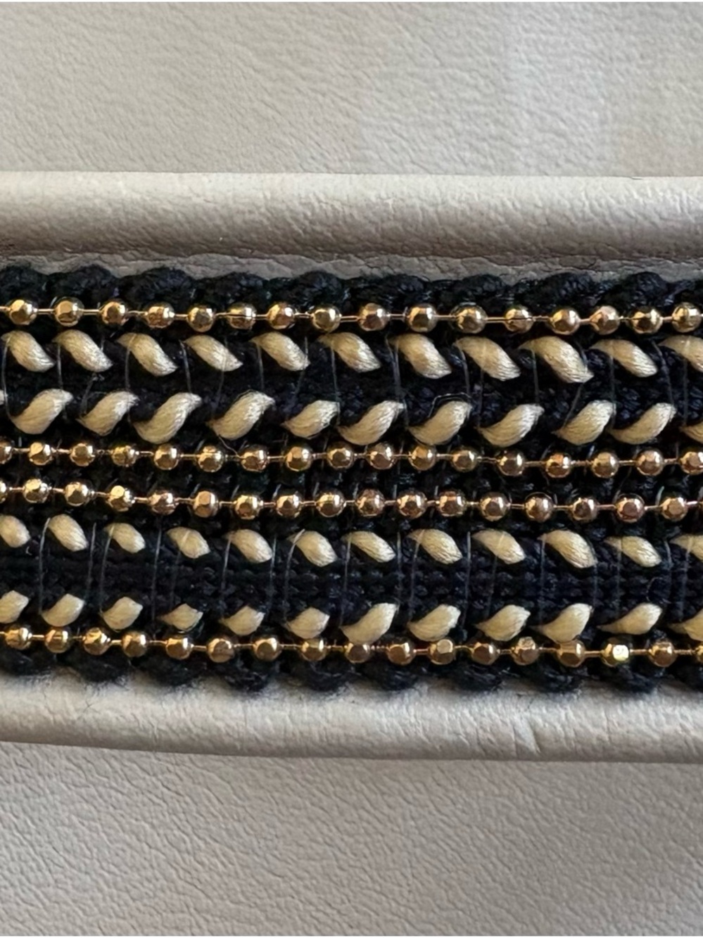 Toscanella Handmade 2” Wedge Slip-on Sandal w Woven Black & Gold Bead Straps 8.5 - Picture 8 of 9